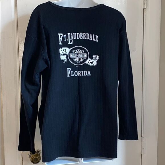 HARLEY DAVIDSON Ft Lauderdale Black LS Shirt- XL - Picture 3 of 6